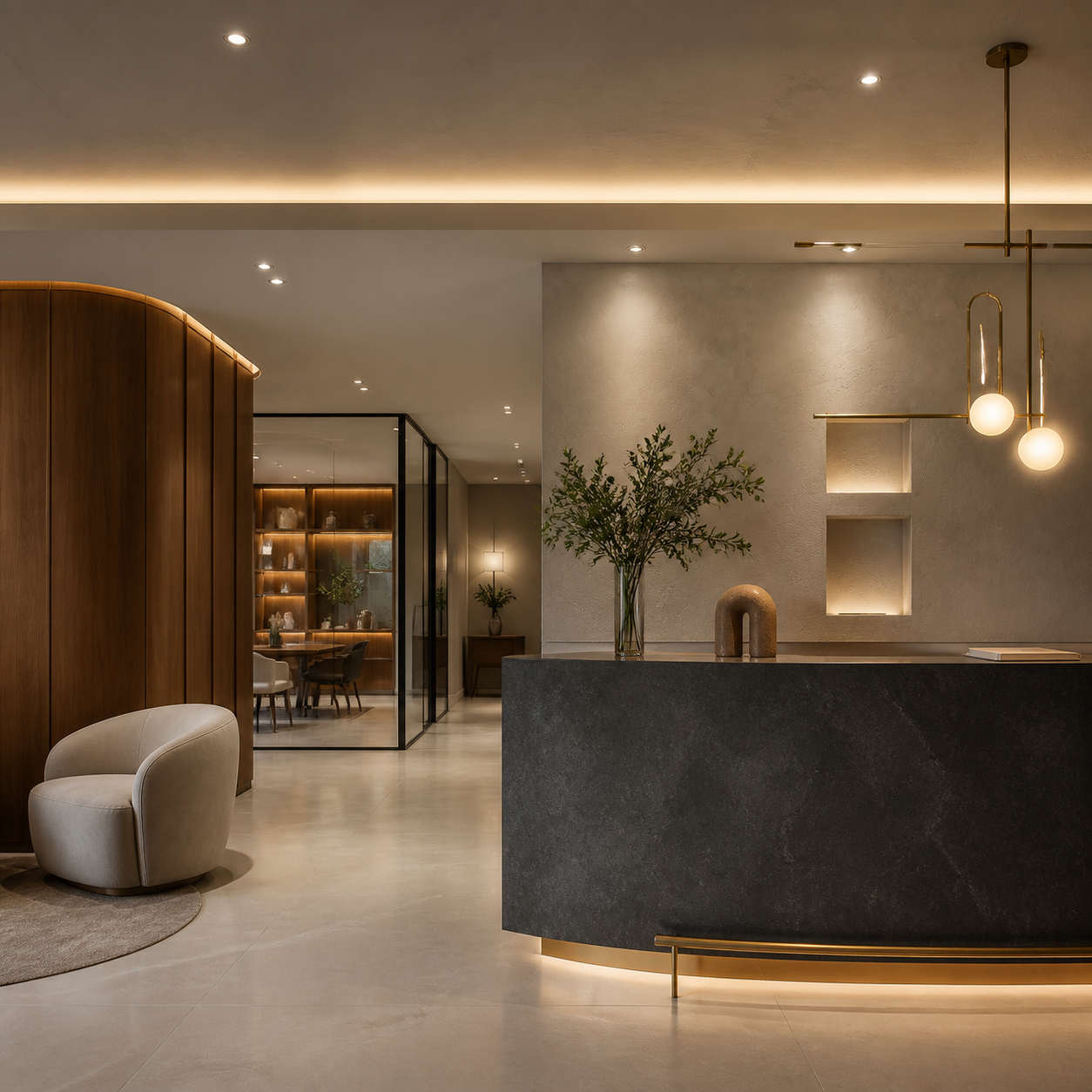Acabamento em gesso em ambiente comercial