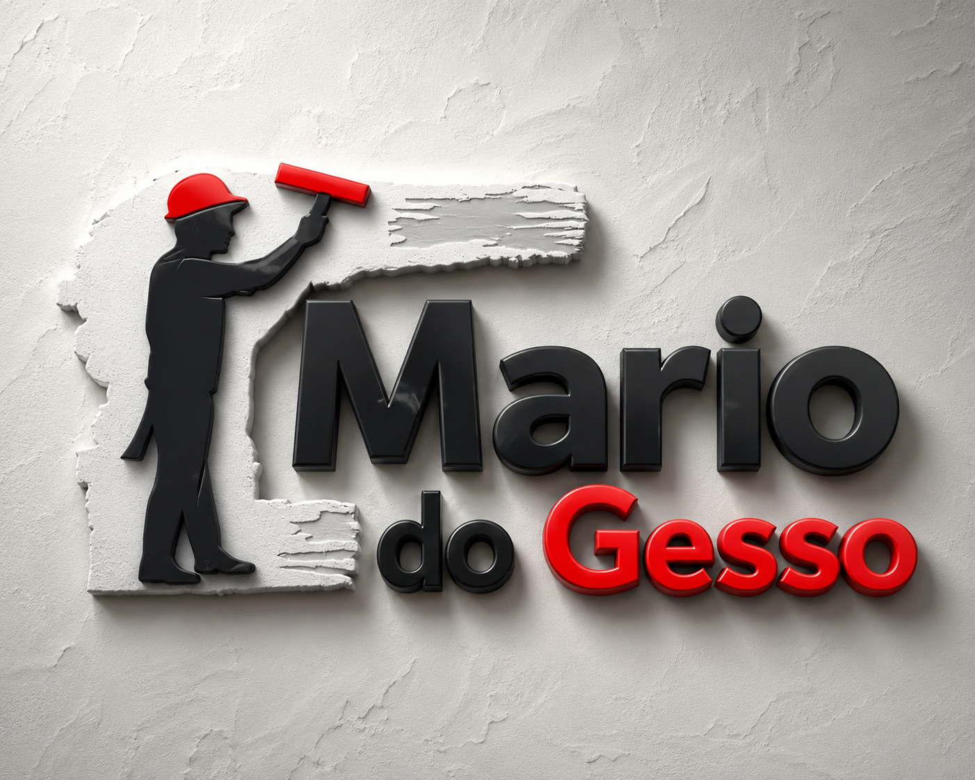 Logo Mário do Gesso aplicado em parede com acabamento